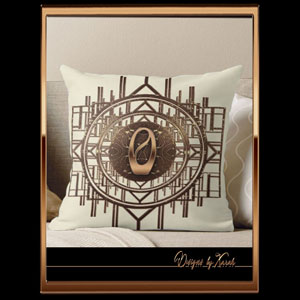 vintagestyle throw pillow with letter O - beautiful #jugendstilmonogram cushion cover. An unique elegant giftidea to create personalized gifts with names. Art Nouveau decadence monogram initials are a great gift idea and decoration for a luxury wedding, birthday, anniversary, baby shower, Valentine's and Mother's Day or any other celebration. A timeless elegant artdeco pattern is always classy and charming. Available as alphabet from A-Z and digits 0-9! 